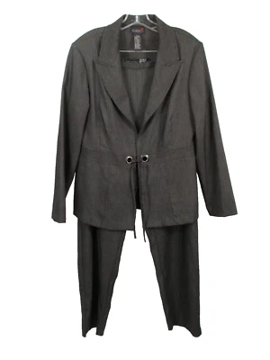SCARLETT 2 pc Suit Blazer & Pants Women 15/16 Gray Pinstripe Stretch VINTAGE Y2K - Image 1 of 4