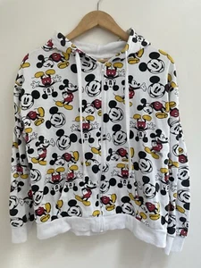 Disney Youth Boys Girls Allover Classic Mickey Mouse Full Zip Hoodie White M 7-9 - Picture 1 of 6