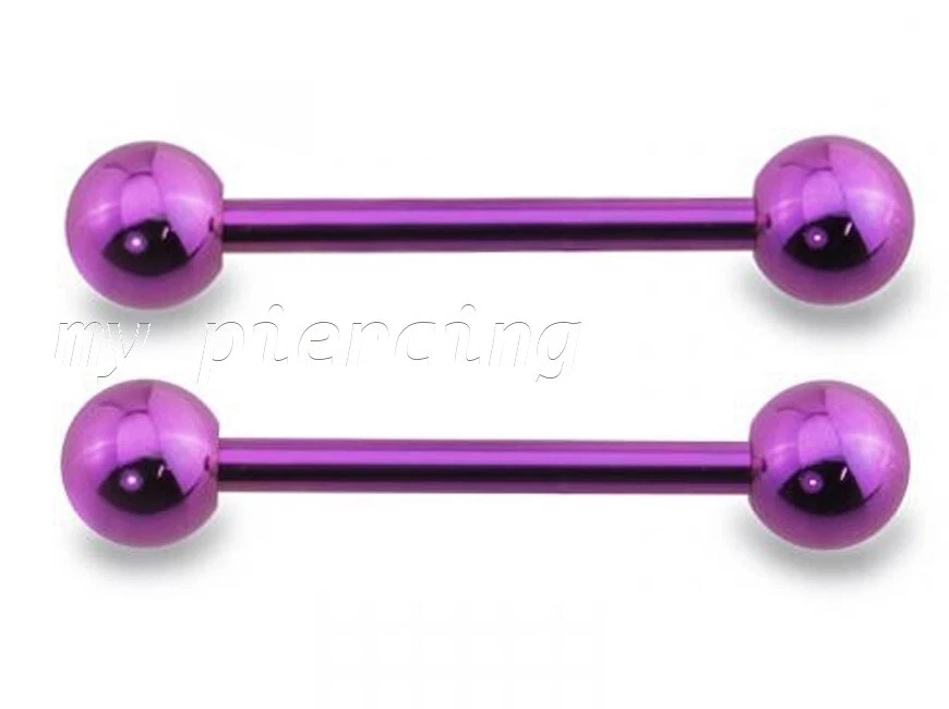 PAR de anel de língua e mamilo de aço cirúrgico anodizado titânio 14G 1/2"-7/8" - Imagem 1 de 2