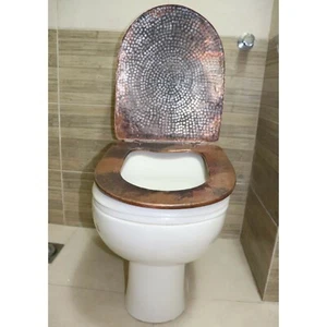 Hand Hammered Pure Natural Copper Standard Size Toilet Seat Cover - Picture 1 of 11