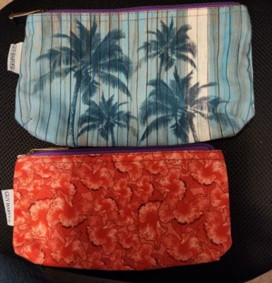 2 Guy Harvey Multicolor Palmeras 10" x 6.25" y 9x5 Coral Floral Cremallera Bolsa Foto 1 de 4