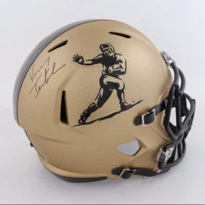 Vinny Testaverde Signed Heisman Trophy Logo Gold Riddell F/S Helmet - (SS COA) - Picture 1 of 3