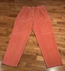 Talbots Stretch Women Corduroy Pants Belted Pockets High Rise Salmon Size 14 NWT - Picture 1 of 7