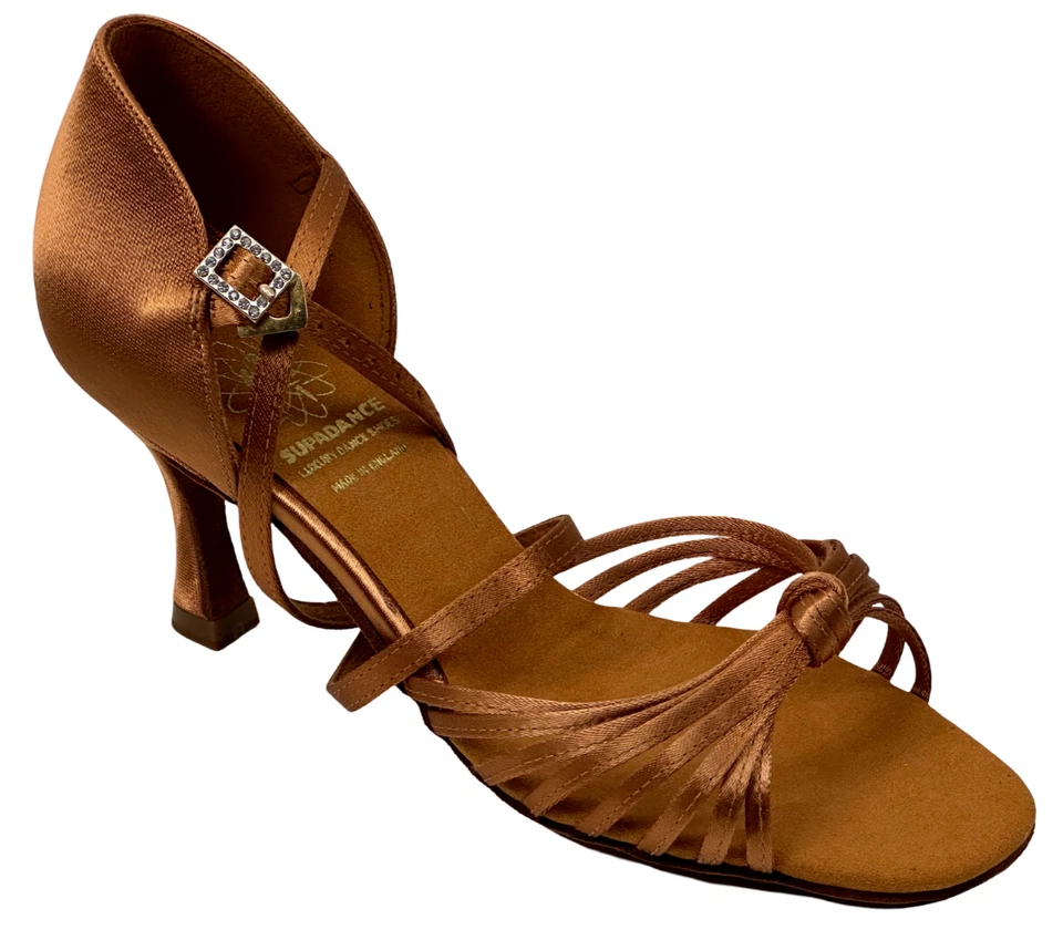 Supadance 1067 2.5" Flare Dark Tan Satin Women's Latin Sandal - Image 1 of 1