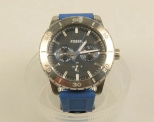 NEW Fossil BQ1472 Men's Blue Silicone Analog Dial Quartz Watch Needs Battery - Picture 1 of 5