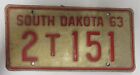 Vtg 1963 SOUTH DAKOTA License Plate TRUCK Tag #2T151 White Red PENNINGTON COUNTY