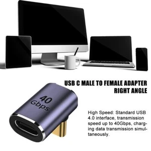 90Degree USB-C Adapter, 40Gbps Type-C Male to Female Exte Right Connector  U K` - Picture 1 of 7