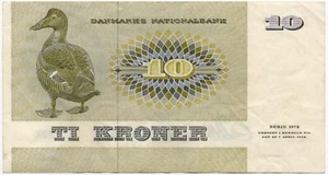 Billete Dinamarca 10 coronas 1972 circulado - Imagen 1 de 2