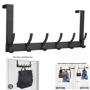Over The Door Hook Rack Organizer with 12 Hooks for Coats Towels Hats Bags - Picture 1 of 7