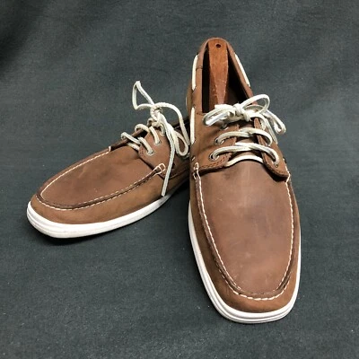 ZAPATOS DE BARCO NAUTICA Hyannis talla 12 para hombre cuero marrón blanco cuerdas suela navegación Foto 1 de 4