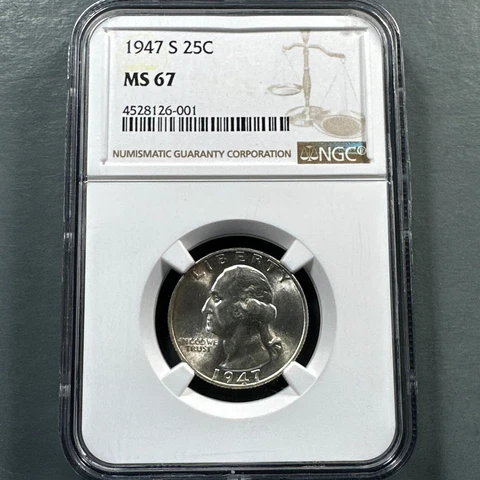 1947-S 25C Washington Quarter, NGC MS67 (74687) Cover