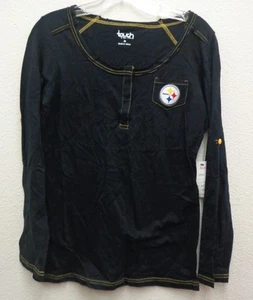 Pittsburgh Steelers Womens Medium Touch Alyssa Milano Sideline Henley 014 - Picture 1 of 3