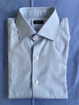 ORIGINALE Finamore Uomo Camicia Manica Lunga, Taglia 41, Colore Blu Chiaro • 1€