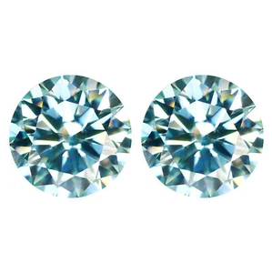 1.51ct IF 2 Pcs Pair Brilliant Round Diamond Cut 6.5 MM Bluish White Moissanite - Imagen 1 de 5