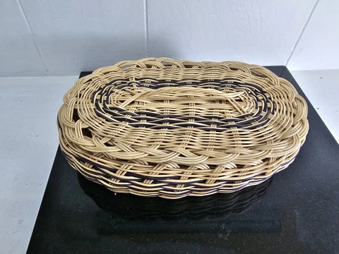 Vintage Oval Shape Wicker Basket With Lid Storage Unique Handmade Cover