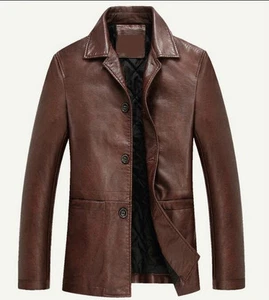 invierno Hombres Cálido Cuero Real Chaqueta Abrigo Trinchera Prendas de abrigo - Imagen 1 de 6