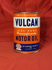 RARO Vulcan Pennsylvania Sellado Completo Motor Aceite Lata Cuarto Cincinnati Ohio Gas Qt - Imagen 1 de 6