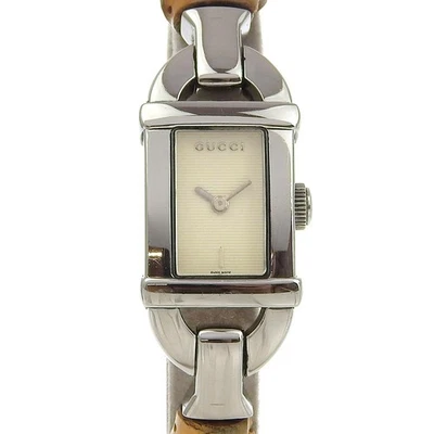 GUCCI Relojes 6800L Marfil Esfera Acero Inoxidable/Bambú Cuarzo Pantalla Analógica... Foto 1 de 4