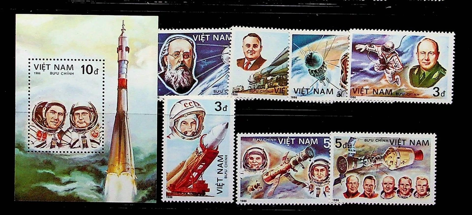 NORTH VIETNAM Sc 1614-21 NH SET+S/S OF 1986 - SPACE - (CO25) - Image 1 of 1