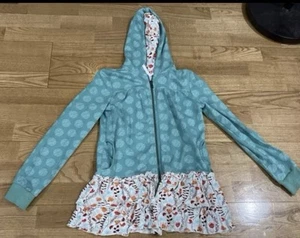 Matilda Jane Girls 435 Green & Floral Print Full Zip Hoodie Size 12 NIB - Picture 1 of 4