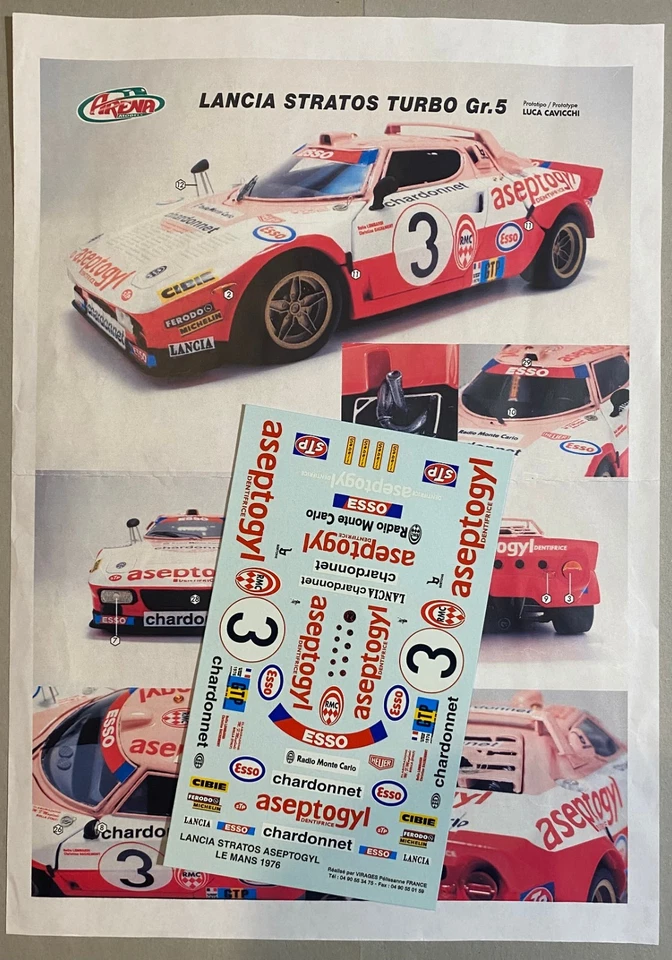 ARENA MODEL DECAL 1/24 - LANCIA STRATOS TURBO Gr.5 - ASEPTOGYL - LE MANS 1976 - Immagine 1 di 1