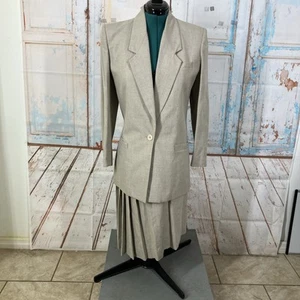 Tuta donna gonna Kasper For ASL marrone chiaro taglia 10 business professionale - Foto 1 di 15
