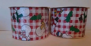 20 Yards Weatherproof Checkered Snowman Red Ribbon, 2 3/4" USA NOS Lot of Two - Picture 1 of 6
