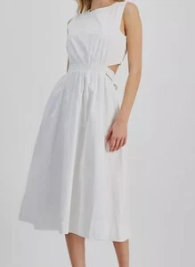 Rachel Rachel Roy Womens White Mila Lined Scoop-Neck Midi Cutout Dress Size 14 - Picture 1 of 2
