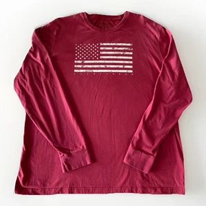Life Is Good Long Sleeve T Shirt Brick Red American Flag Crew Neck Size XXL - Picture 1 of 7
