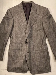 Tom Ford Men’s Wool/Silk Herringbone Black White Db Vent Sport Jacket 54R - Picture 1 of 13