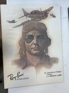 Poster occhiali da sole Ray-Ban vintage Bausch & Lomb seconda guerra mondiale aereo pilota pubblicità S9683 -18x24 - Foto 1 di 14