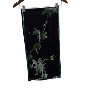 Anne Klein Silk Scarf 50" X 12” Black Velvet Flowers Whimsigoth Fairy Floral - Picture 1 of 7