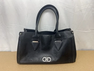 Salvatore Ferragamo Black Leather Gancini Open Top Shoulder Bag - Image 1 of 4