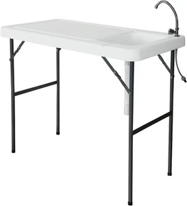 Mesa de picnic extraíble plegable filete de pescado mesa de corte de caza con grifo de fregadero - Imagen 1 de 6