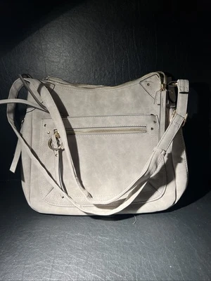 Light Gray Faux Leather Crossbody Shoulder Bag with Front Zipper PocketPre-Owned - Изображение 1 из 4