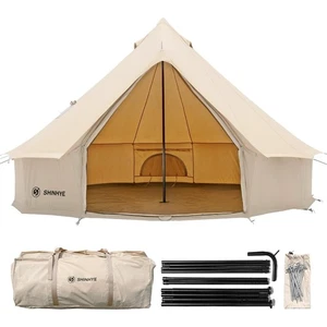 Tenda in Tela Tenda a Campana Tende Yurta 4 Stagioni per Campeggio 100% Cotone Glamping T... - Foto 1 di 7