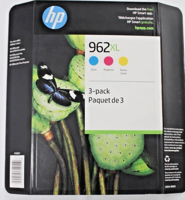 BRAND NEW!! HP 962XL 3-PACK Cyan Magenta Yellow Color Ink 3JB36BN Exp. 02/2027 - Image 1 of 3