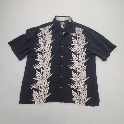 Рубашка мужская Jamaica Jaxx очень большая черная шелковая на пуговицах гавайская тропическая Casua - Изображение 1 из 4