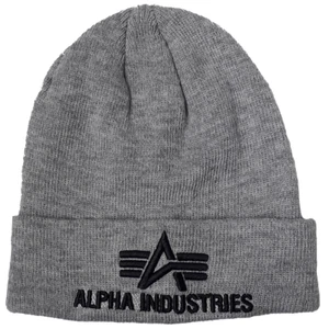 Alpha Industries 3D Beanie grau Mütze Wintermütze Wollmütze Strickmütze - Bild 1 von 1
