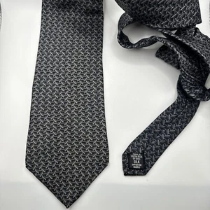 DKNY Men's Tie Black Gray Silver Geometric Design All Silk Made In Costa Rica - Picture 1 of 16