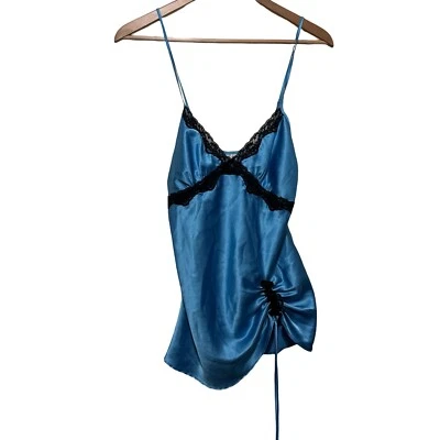 Mini Vestido sin Mangas Vintage Y2K Victoria's Secret Camisola Talla Pequeña Azul Encaje  Foto 1 de 4