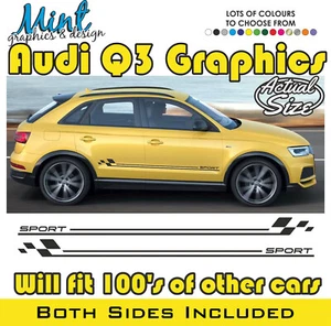 to fit AUDI Q3 Side Stripes QUATTRO S RS Decals Stickers Graphics Q2 A3 A4 003 - Picture 1 of 4