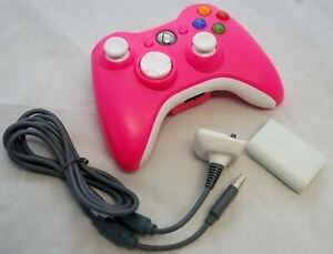 GENUINE Microsoft XBox 360 PINK/White Play & Charge Kit & Wireless Controller