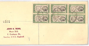 ASCENSION ISLAND KGV Cover Registered 1d Block{6} 1938 GB London{samwells}MJ92 - Picture 1 of 14
