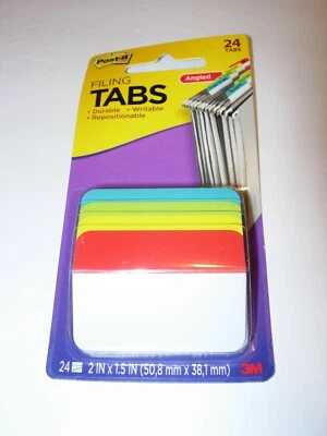 Post It 斜角文件标签 24 包耐用可写 2 X 1 1/2 办公室用品 — 第 1/3 张图片