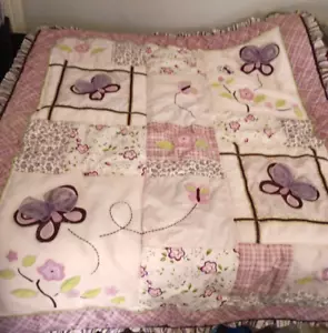 VTG Cocalo Sugar Plum Baby Comforter Quilt Purple Pink Butterfly Patchwork 35x40 - Picture 1 of 6