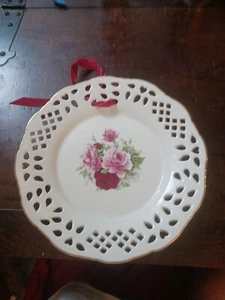 FORMALITIES by BAUM BROS. White Ceramic Decorative Victorian Rose 10" Tray Plate - Picture 1 of 4
