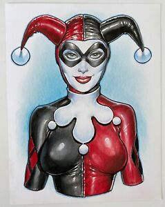 Harley Quinn! Original Color Art Drawing by Mark (Quest) Kuettner 9x12
