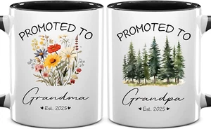 Promoted to Grandparents 2025 Mug Set, Grandma and Grandpa Pregnancy Announcemen - Picture 1 of 12