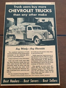 Vintage 1940 Chevrolet Trucks Illustrated Automobile Farming Advertisement Print - Picture 1 of 4